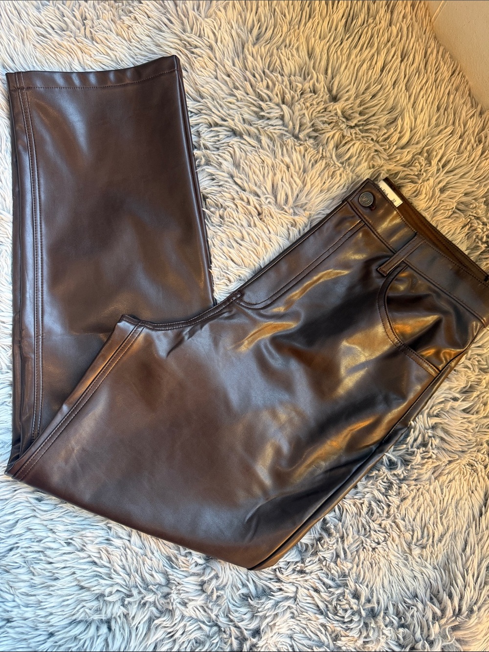 Abercrombie & Fitch Chocolate Brown Faux Leather Pants